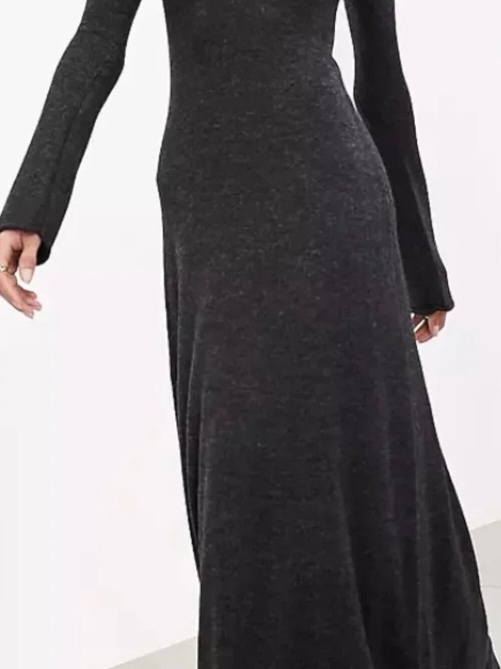 ASOS EDITION long sleeve scoop neck knitted maxi dress in charcoal